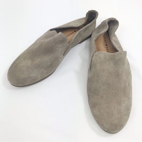 Lucky Charsa II Brand Taupe Soft Suede Leather Slip On Loafer Flats - Picture 3 of 12
